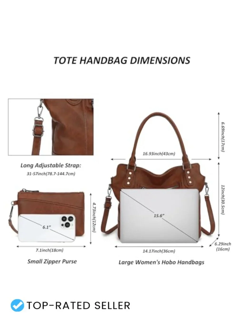 Large Vegan Leather Hobo Tote Women Crossbody Shoulder Bag with Adjustable